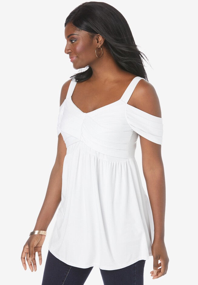 Cold Shoulder Pleat Tunic, , alternate image number 2