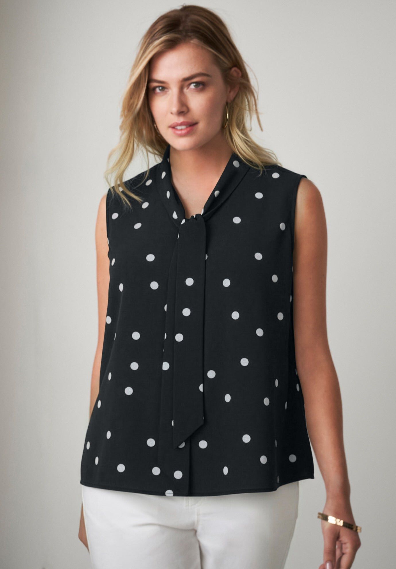 Uptown Sleeveless Tie-Neck Blouse