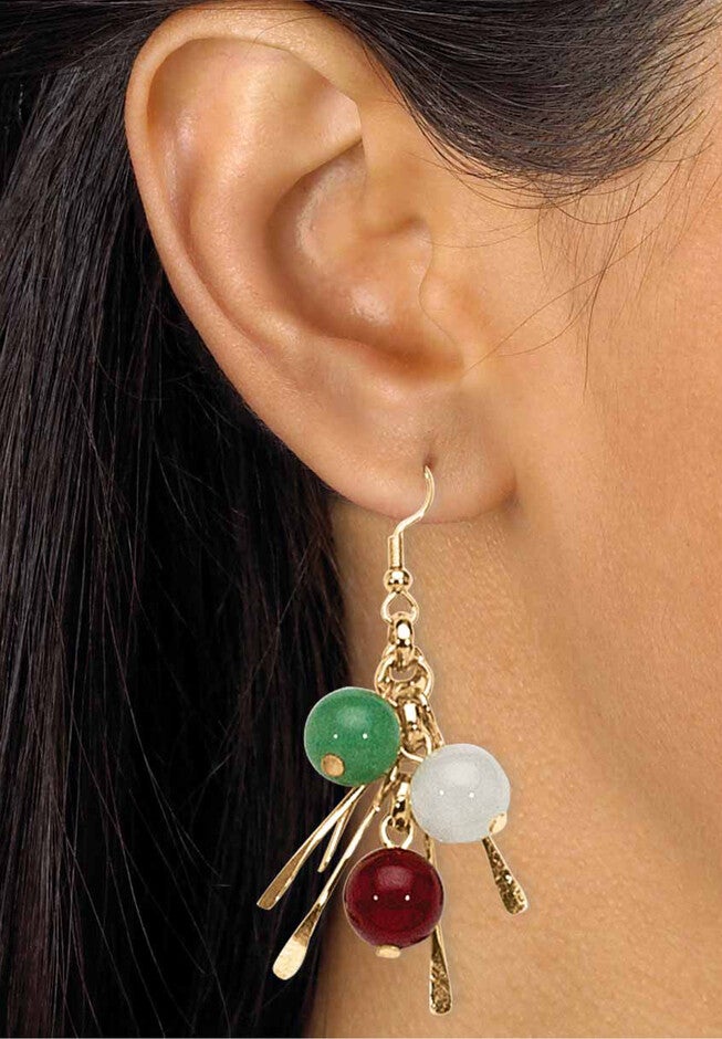 Goldtone Multi Color Genuine Agate Bead and Necklace and Earring Set, 18 inch plus 3 inch extension, , alternate image number 3