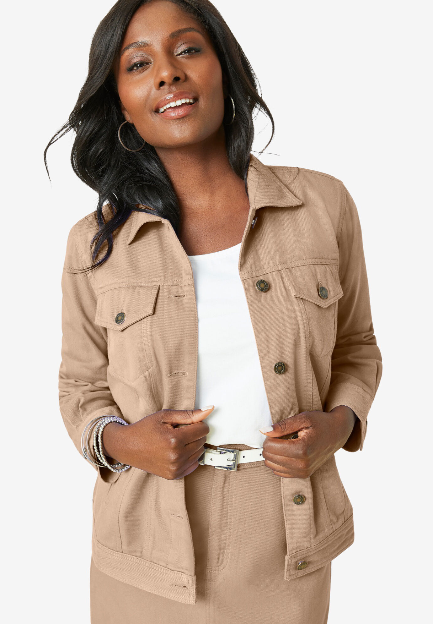 Jessica London Womens Plus Size Denim Style Leather Jacket Soft Calfskin Trucker Jacket 