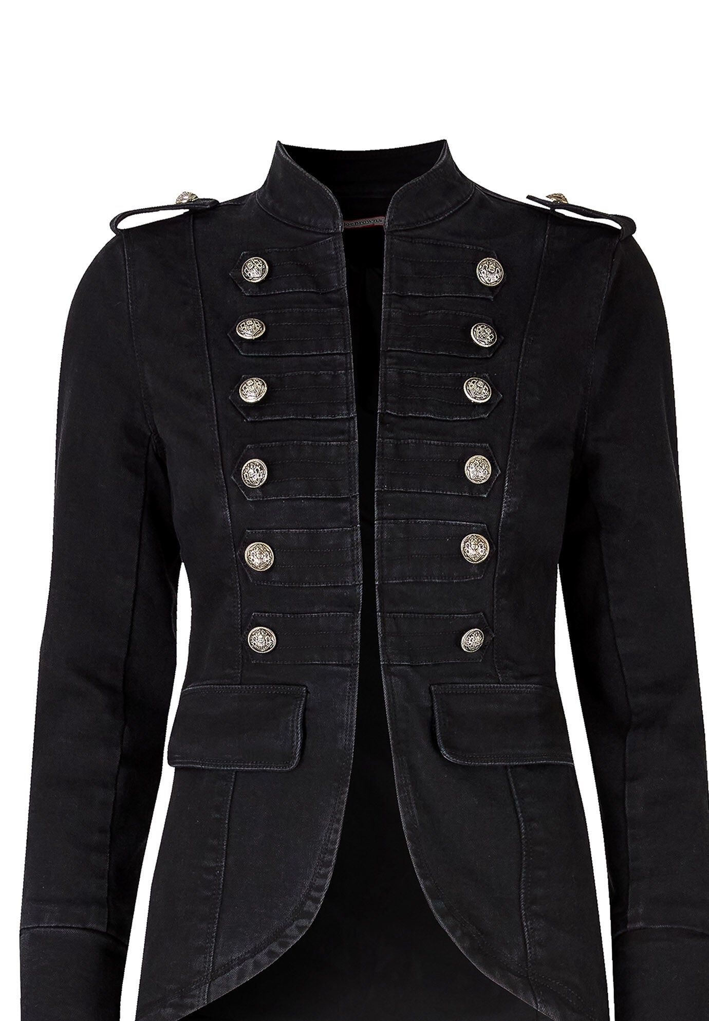 Denim Military Jacket, BLACK, alternate image number 3