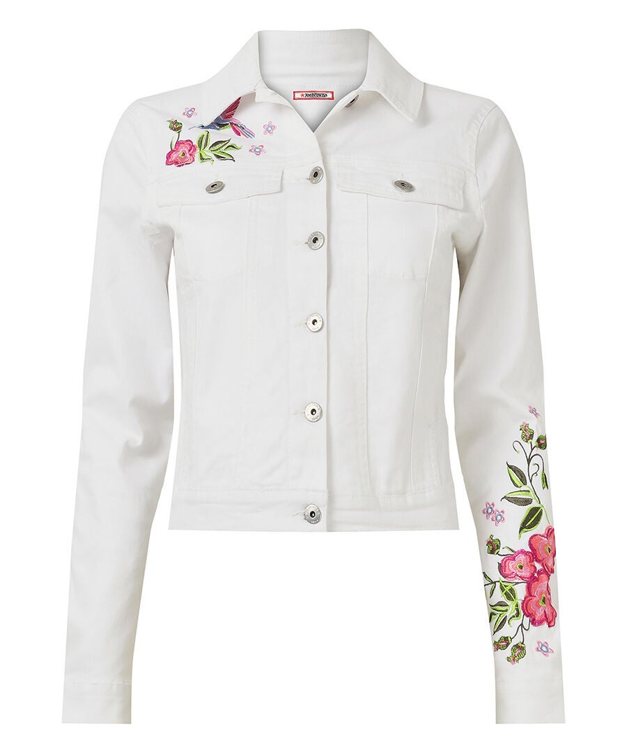 Embellished Denim Jacket, FLORAL EMBROIDERY, alternate image number 3