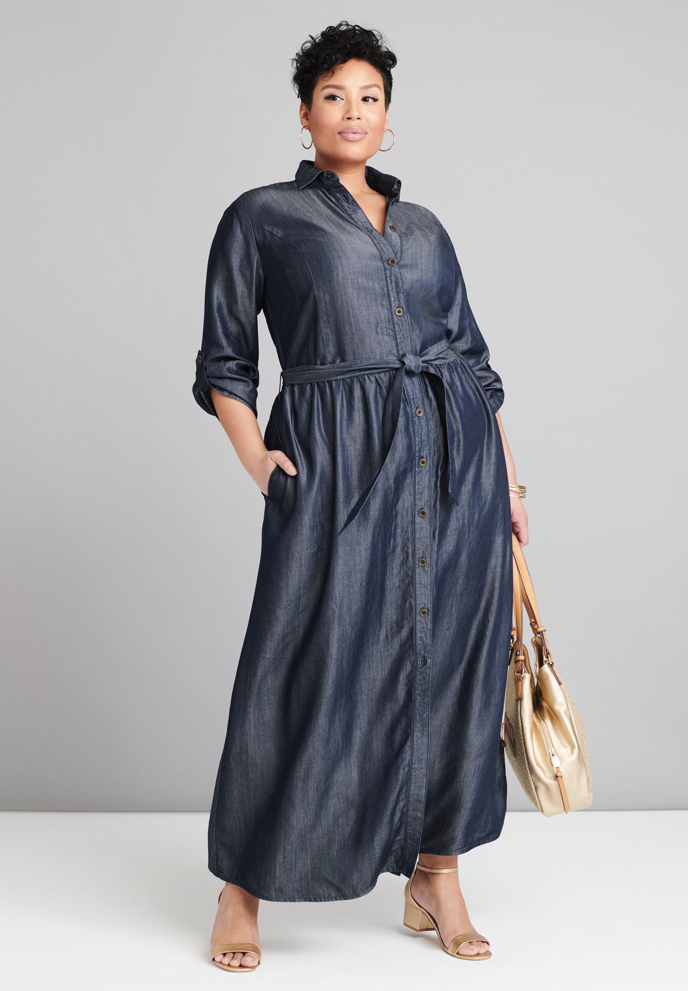 jessica london denim maxi dress