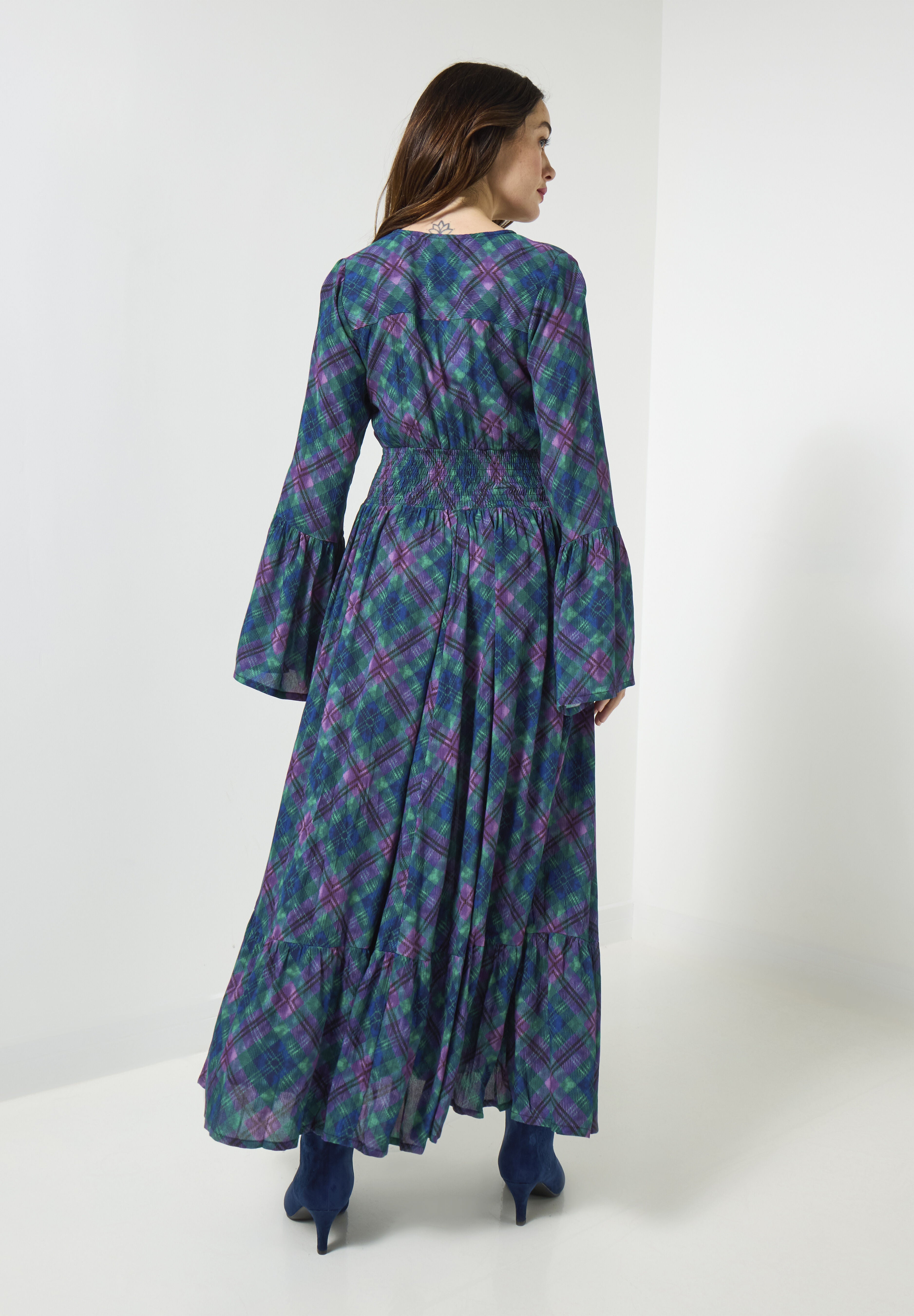 Peasant Maxi Dress, BIAS AUTUMN PLAID, alternate image number 2