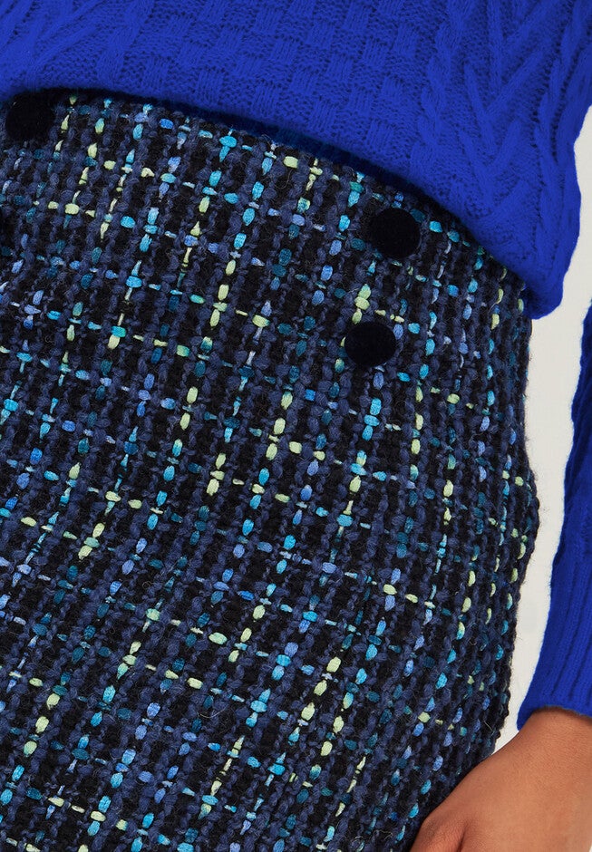 Tweed Pencil Skirt, NAVY TWEED, alternate image number null