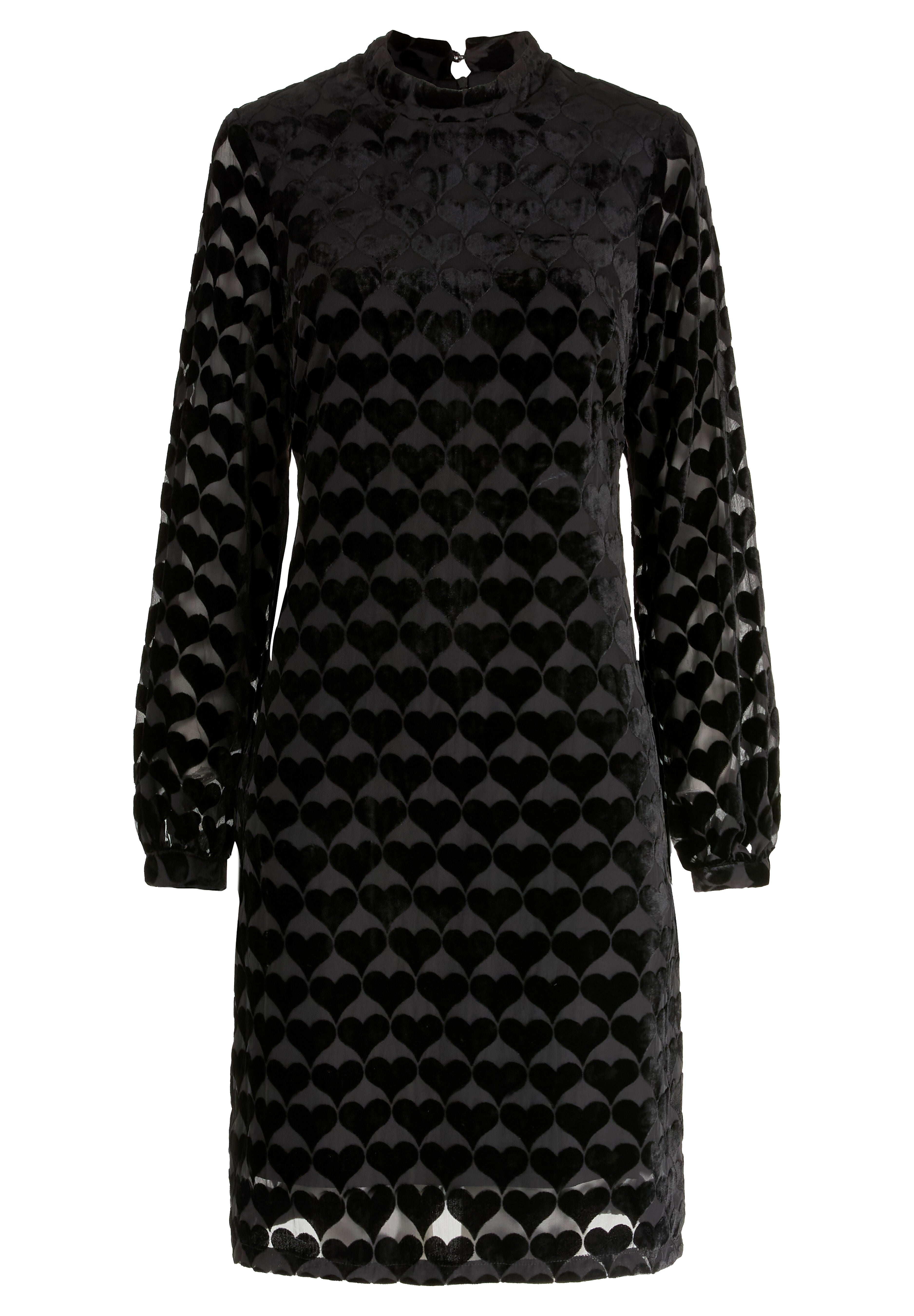 Burnout Velvet Shift Dress, BLACK HEARTS, alternate image number 3