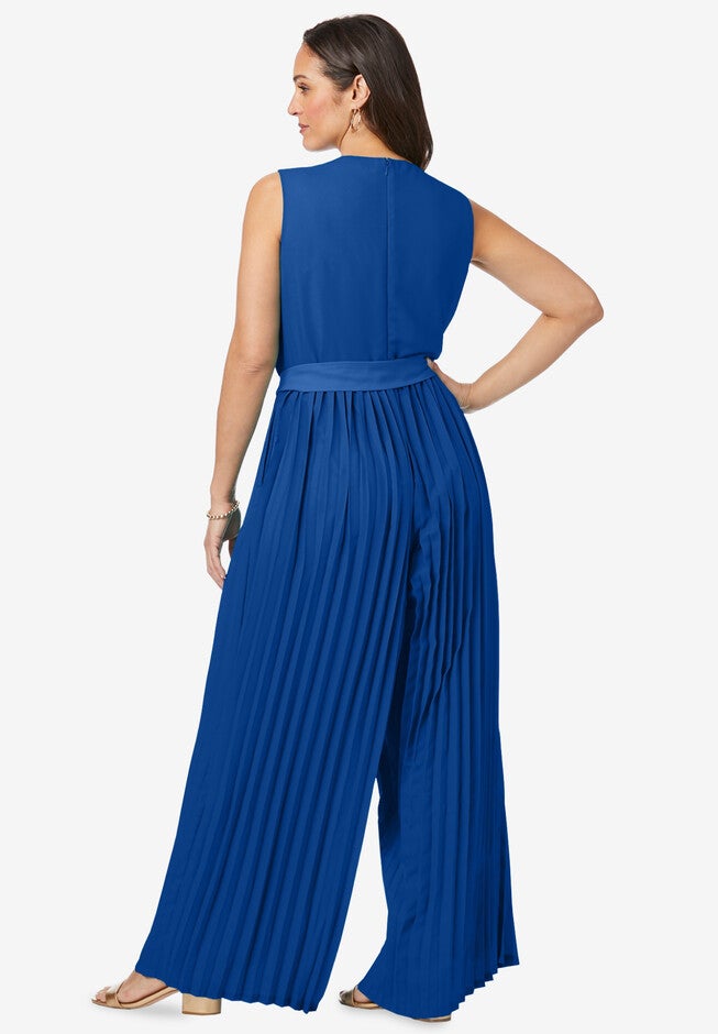 Pleated Wide Leg Jumpsuit, , on-hover image number 1