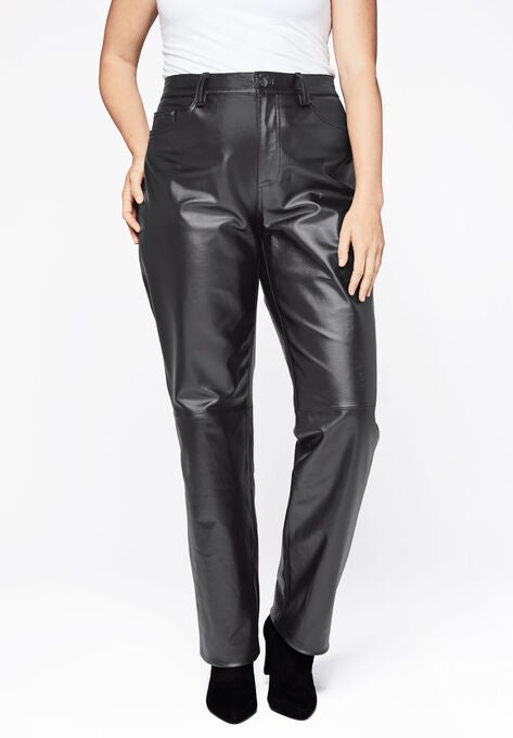 Straight Leg Leather Pants | Jessica London