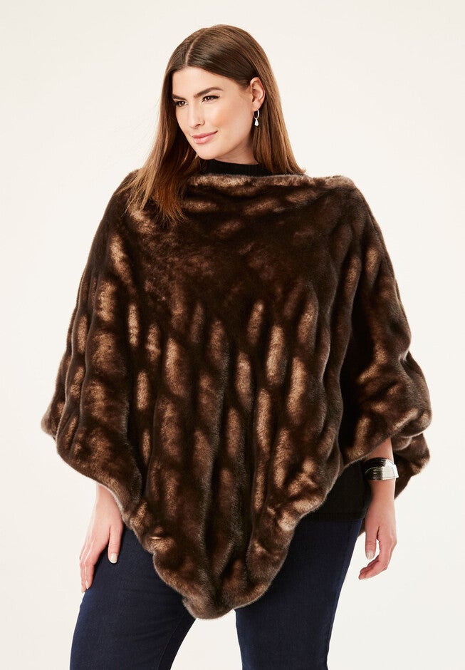 Faux Fur Poncho by Donna Salyers Fabulous-Furs®, SHADOW MINK, hi-res image number null
