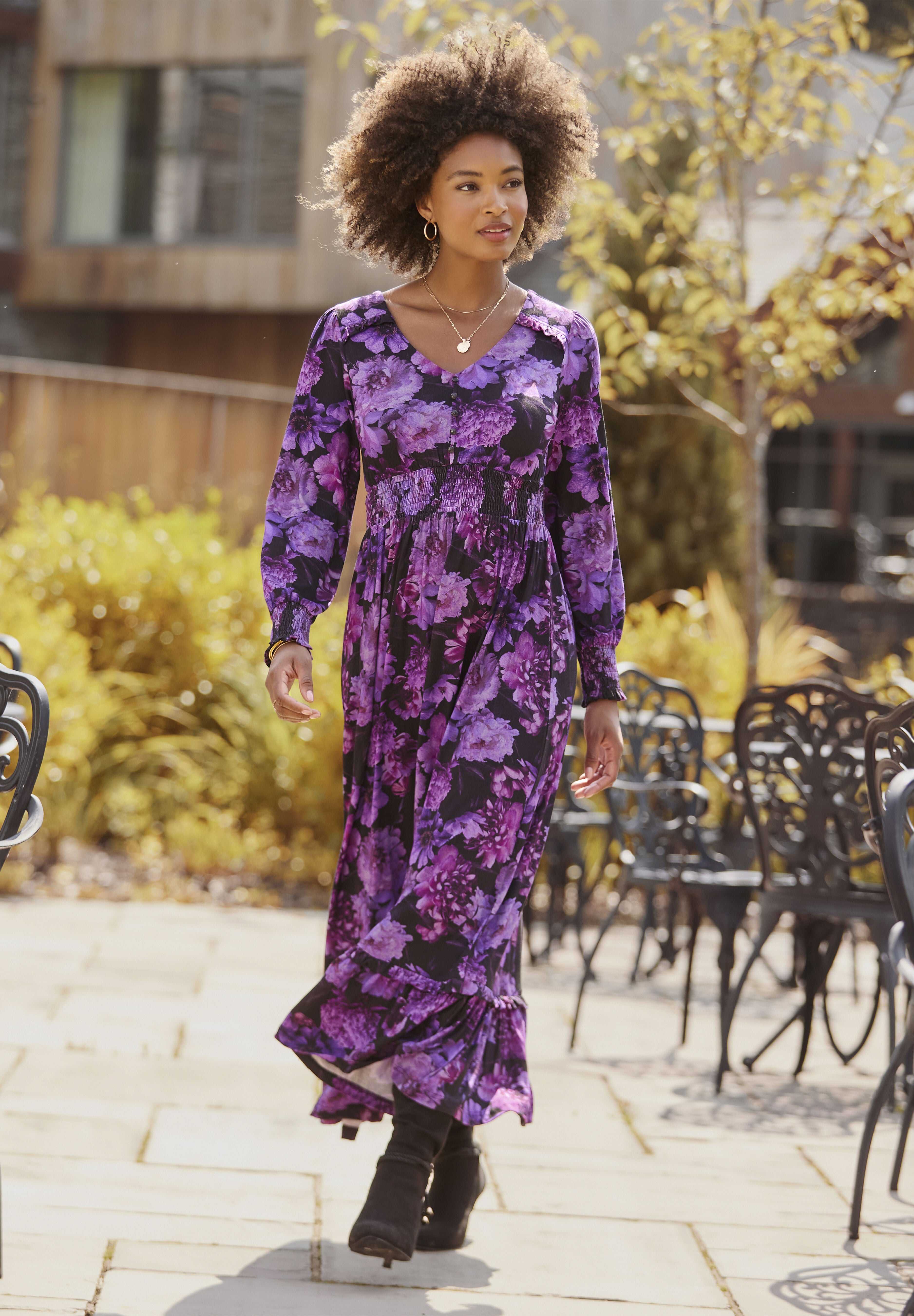 Stretch Knit Peasant Maxi Dress