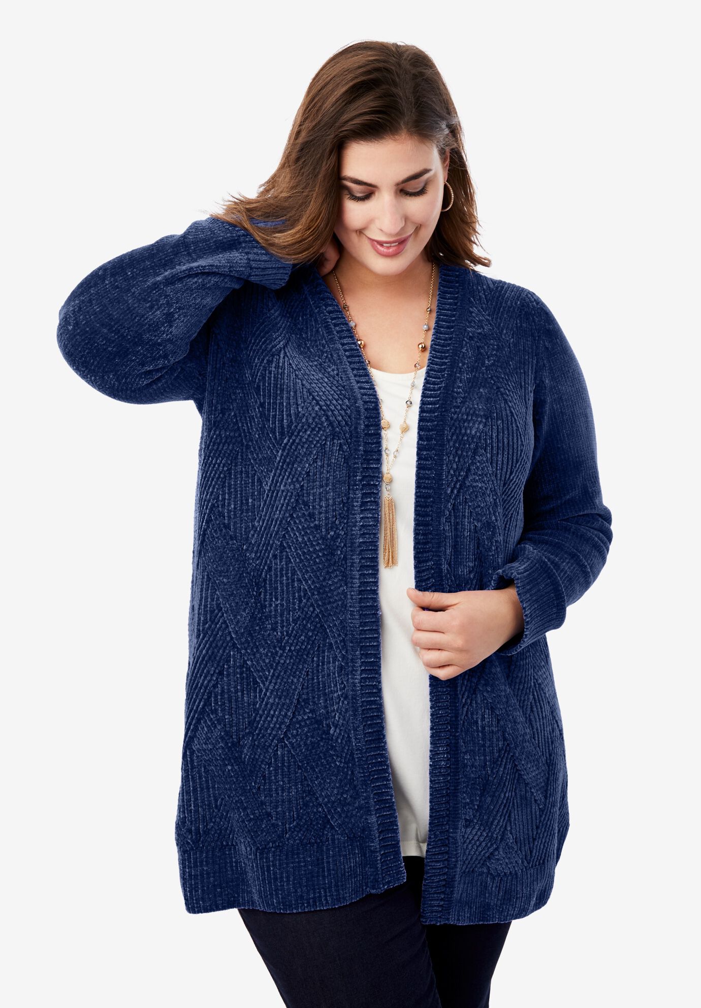Women's chenille cardigan sweater