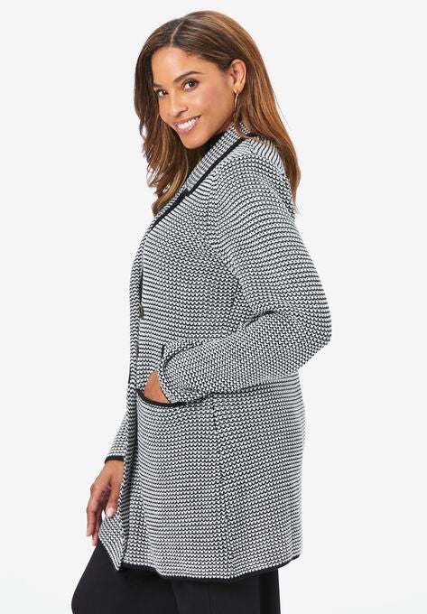 Double-Breasted Sweater Blazer, , alternate image number null