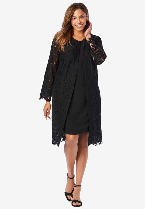 Lace Jacket Dress, BLACK, hi-res image number null