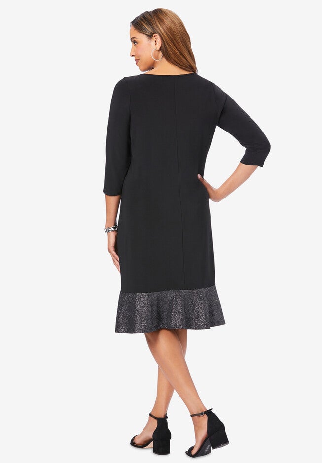 Shimmer Hem A-Line Dress, , on-hover image number null