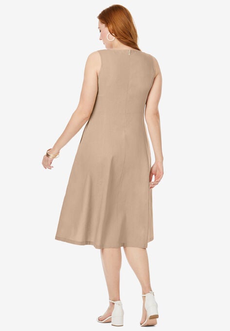 Linen Fit Flare Dress Plus Size Casual Dresses Jessica London