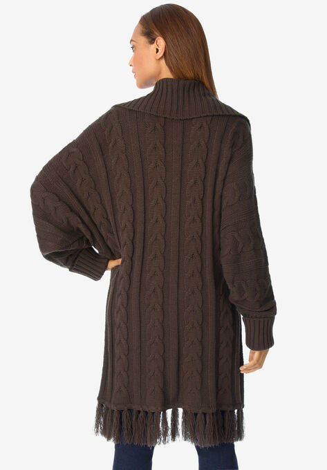 Fringe Sweater Poncho, , on-hover image number null