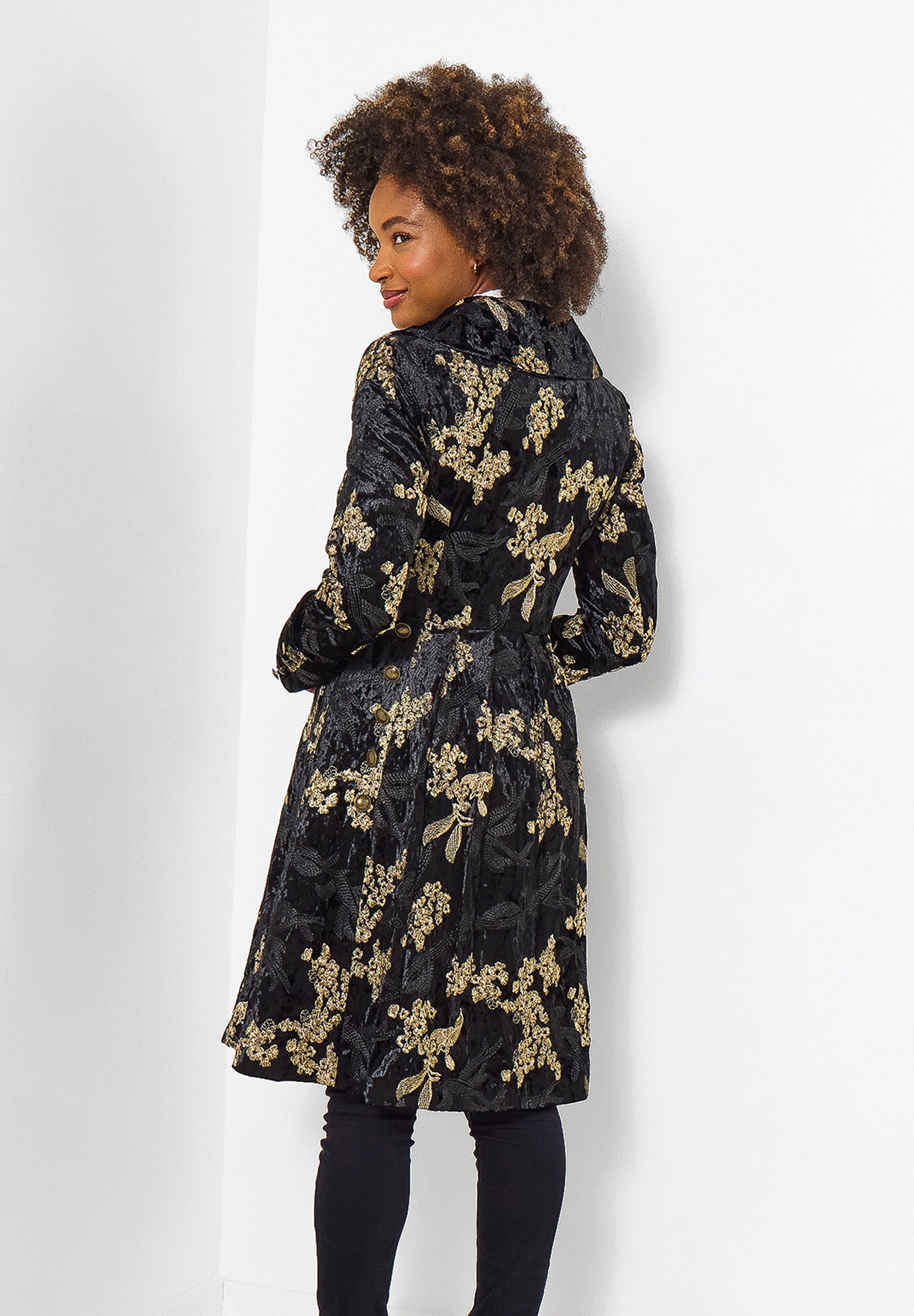 Gold Brocade Coat, GOLDEN FLOWERS, alternate image number 3