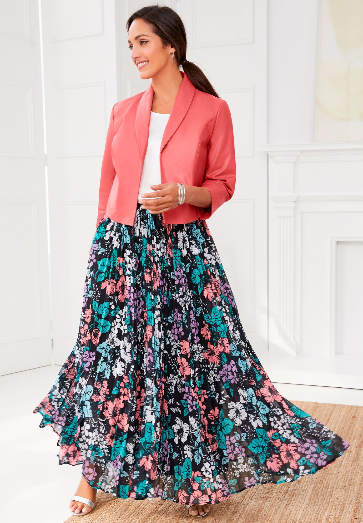 Pleated Maxi Skirt, , alternate image number 4