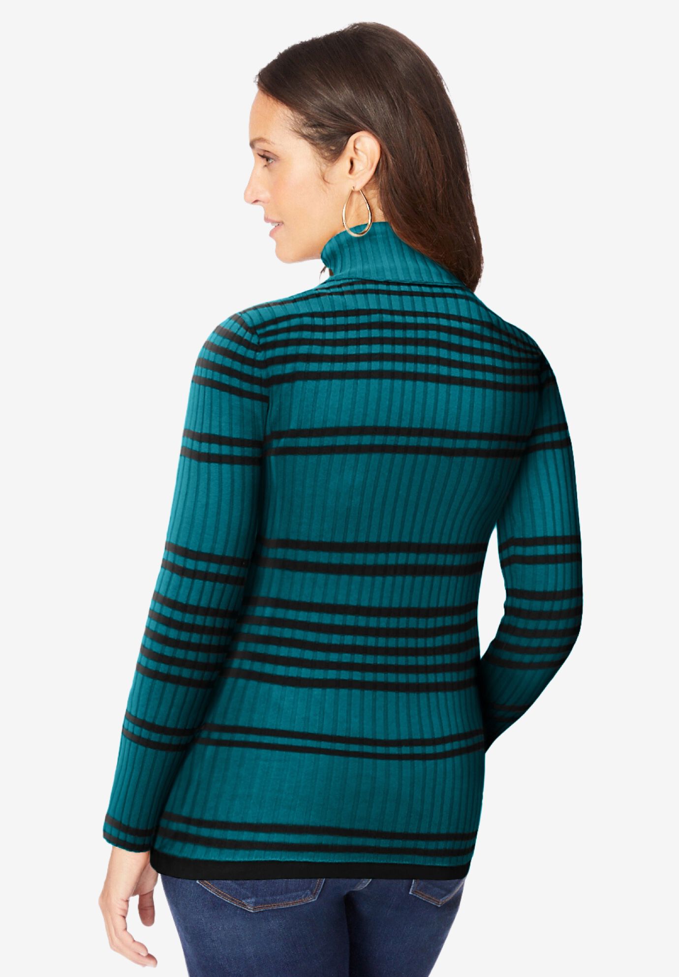 Ribbed Cotton Turtleneck Sweater Jessica London