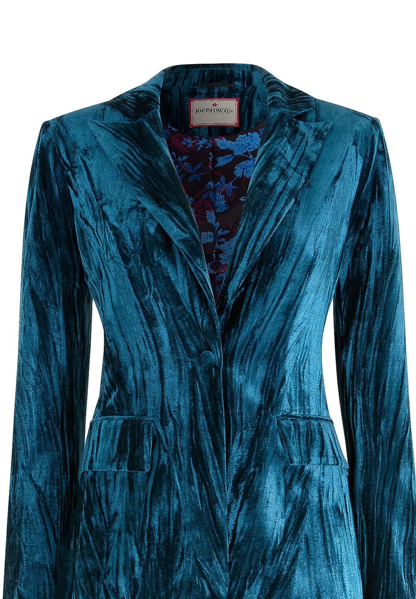 Crinkle Velvet Blazer, TEAL, alternate image number 4