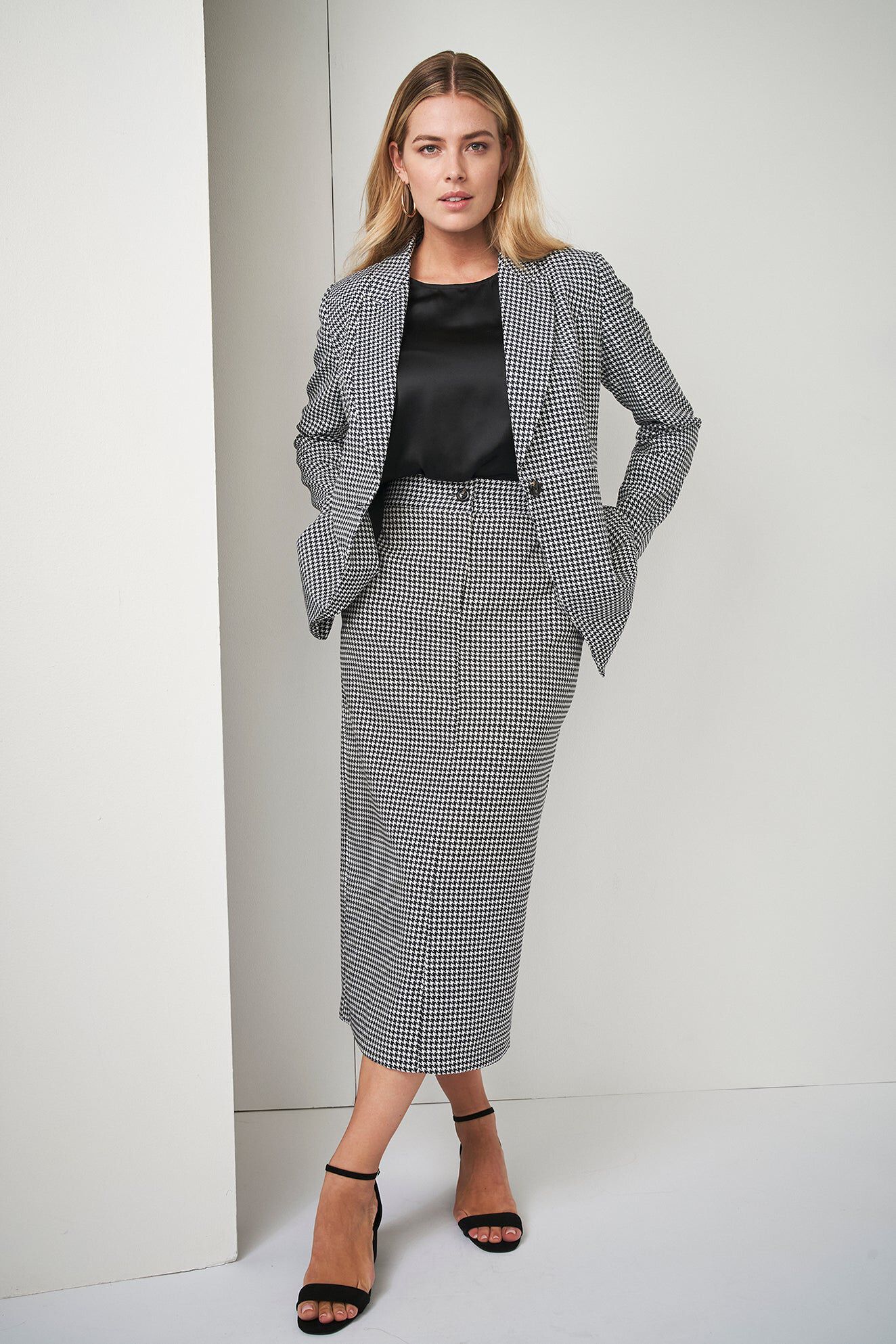 Bi-Stretch Blazer, BLACK MINI HOUNDSTOOTH, hi-res image number 0