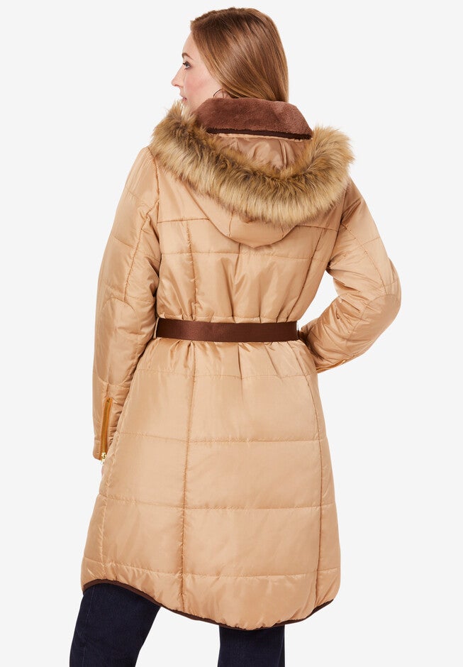 Belted Puffer Jacket, , on-hover image number 1