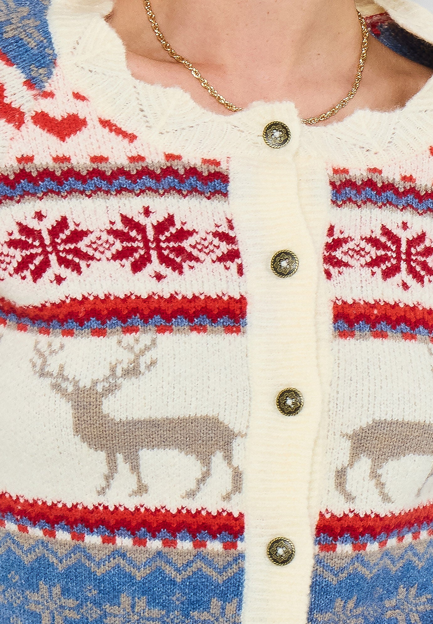 Novelty Reindeer Cardigan Sweater, REINDEER, on-hover image number 1