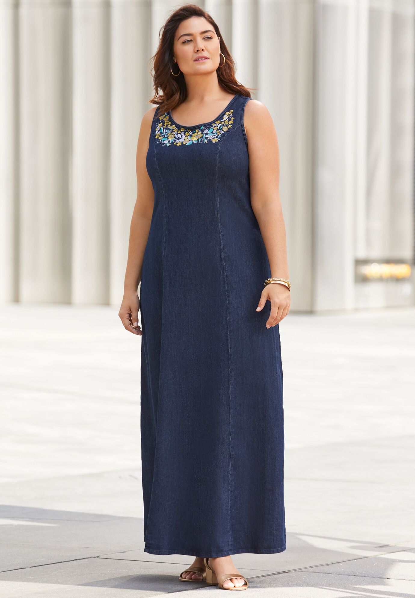 jessica london denim maxi dress