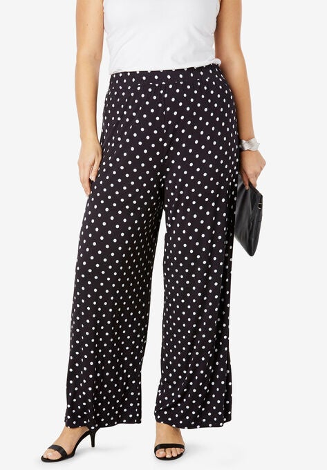 Everyday Stretch Knit Palazzo Pant Plus Size Bottoms Jessica London