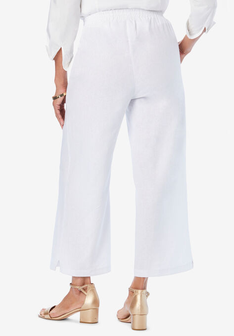 Wide Leg Linen Crop Pant, , on-hover image number null