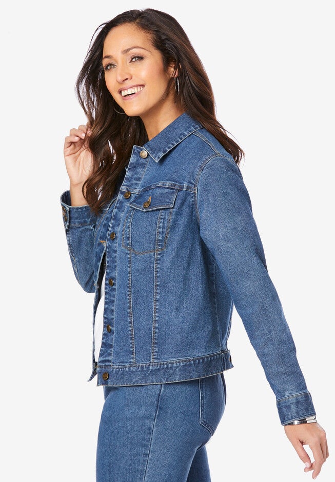 True Fit Cropped Denim Jacket, , alternate image number 2