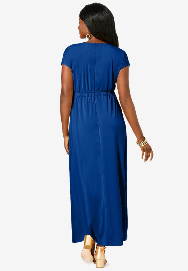 Stretch Knit Ruffle Maxi Dress, , on-hover image number 1