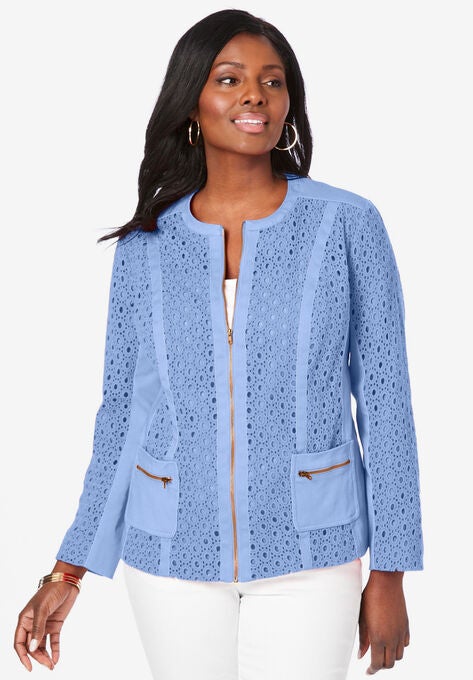 Eyelet Jacket, FRENCH BLUE, hi-res image number null