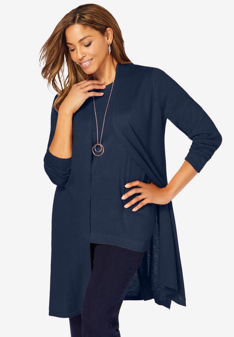 Fine Gauge Cardigan Topper, NAVY, hi-res image number null