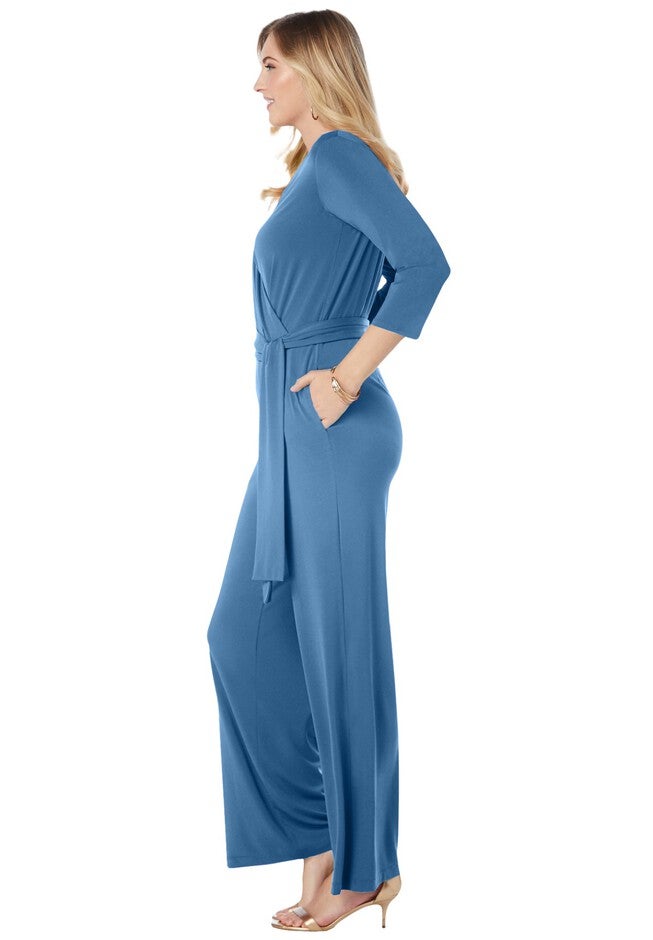 Wide Leg Knit Jumpsuit, DUSTY INDIGO, alternate image number null