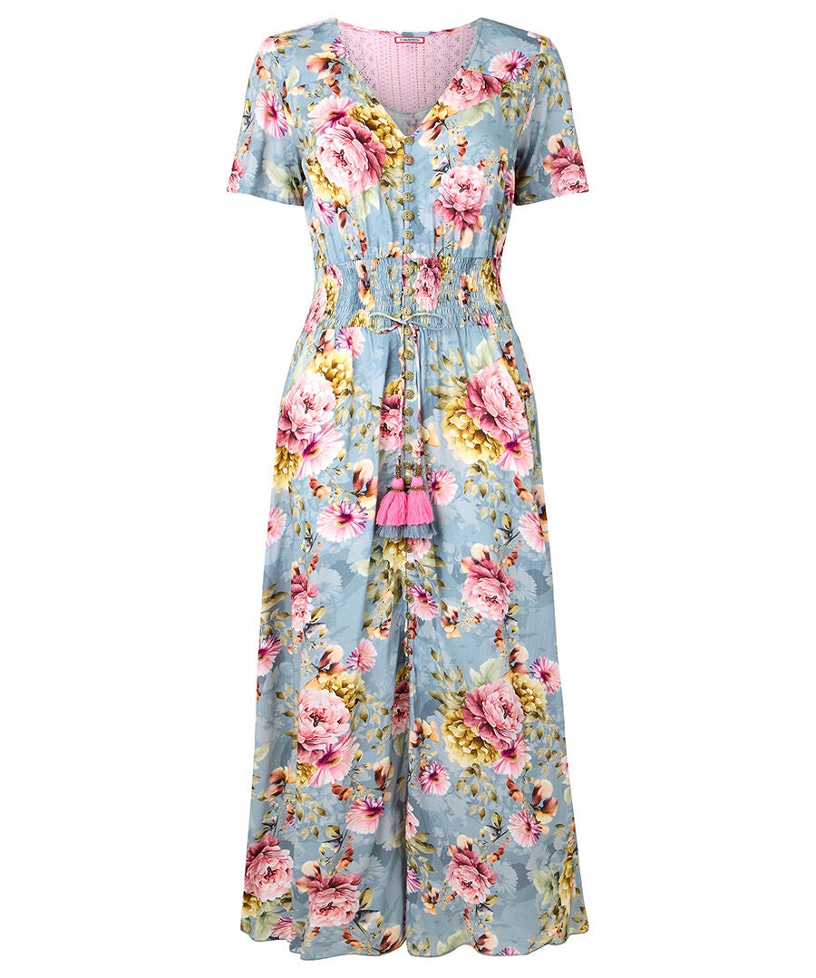 Vintage Tie Waist Maxi Dress, PINK BLOSSOMS, alternate image number 2