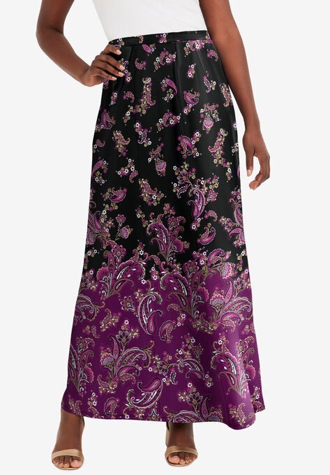 Knit Maxi Skirt, BERRY PLACED PAISLEY, hi-res image number null