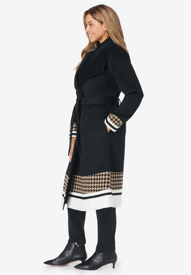 Tie-Front Shawl Wool Coat, , alternate image number null