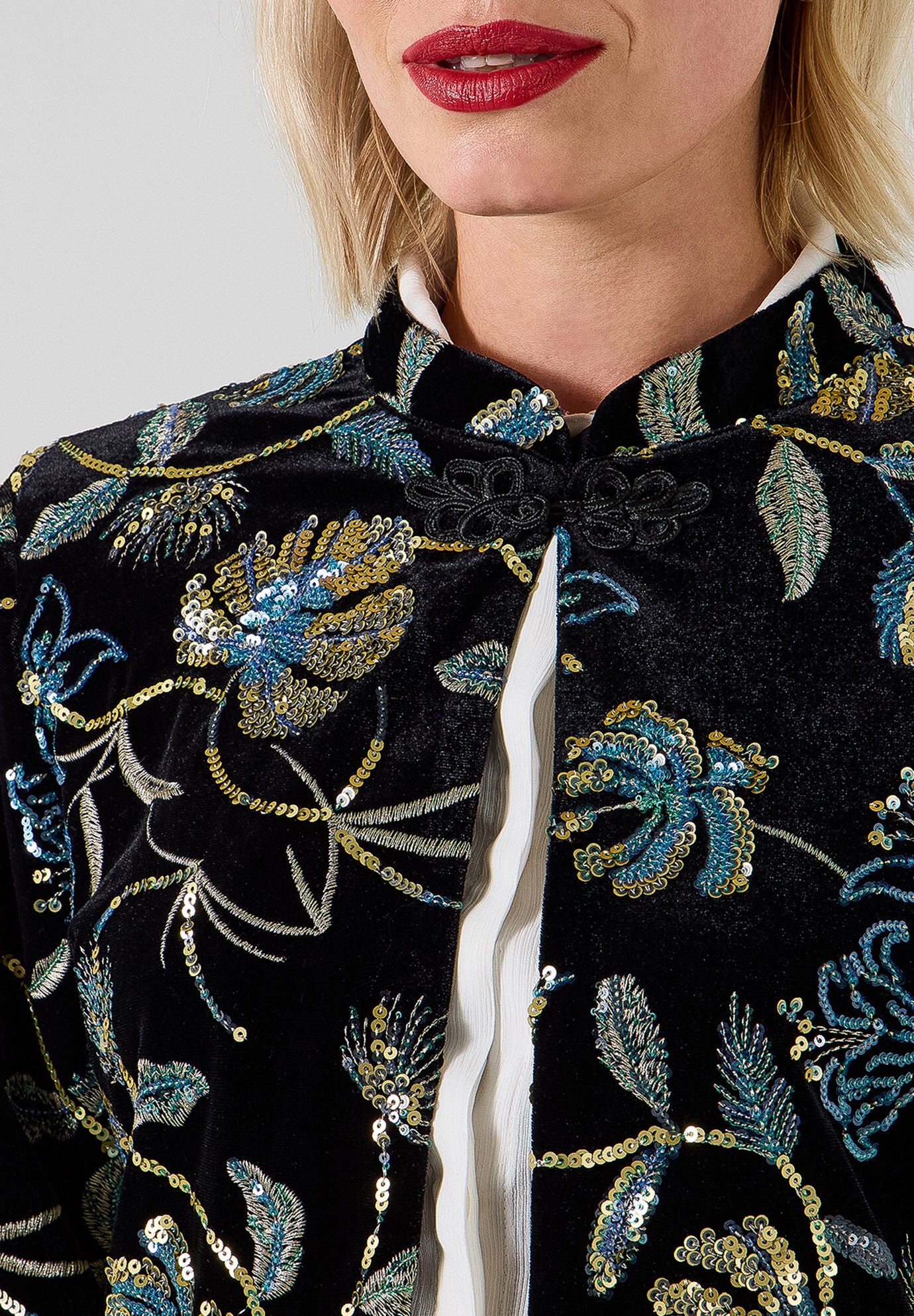 Sequin Lady Jacket, GOLD FLORAL SEQUIN, alternate image number 2