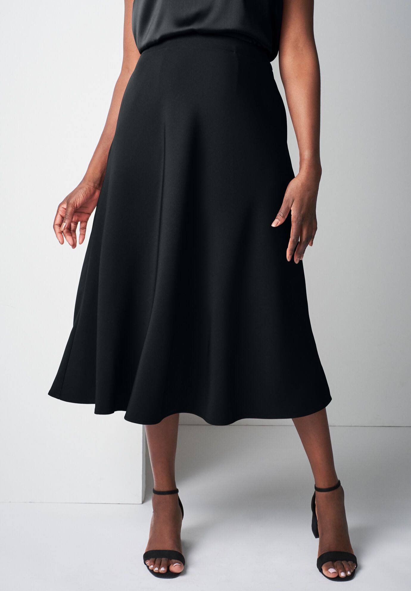 Bi-Stretch Swing Skirt, BLACK, on-hover image number 1