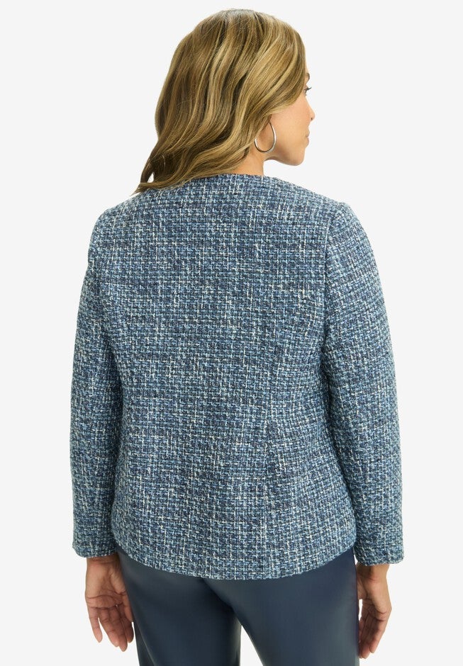 Tweed Lady Jacket, NAVY TWEED, on-hover image number null