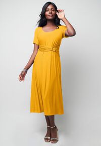 slim fit dress slacks Anais Merino Wool Ponte Fit & Flare Dress main image 1