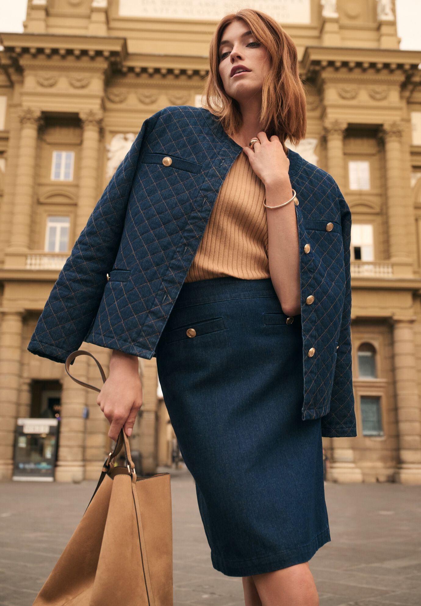 Quilted Denim Lady Jacket, INDIGO QUILTING, on-hover image number 1