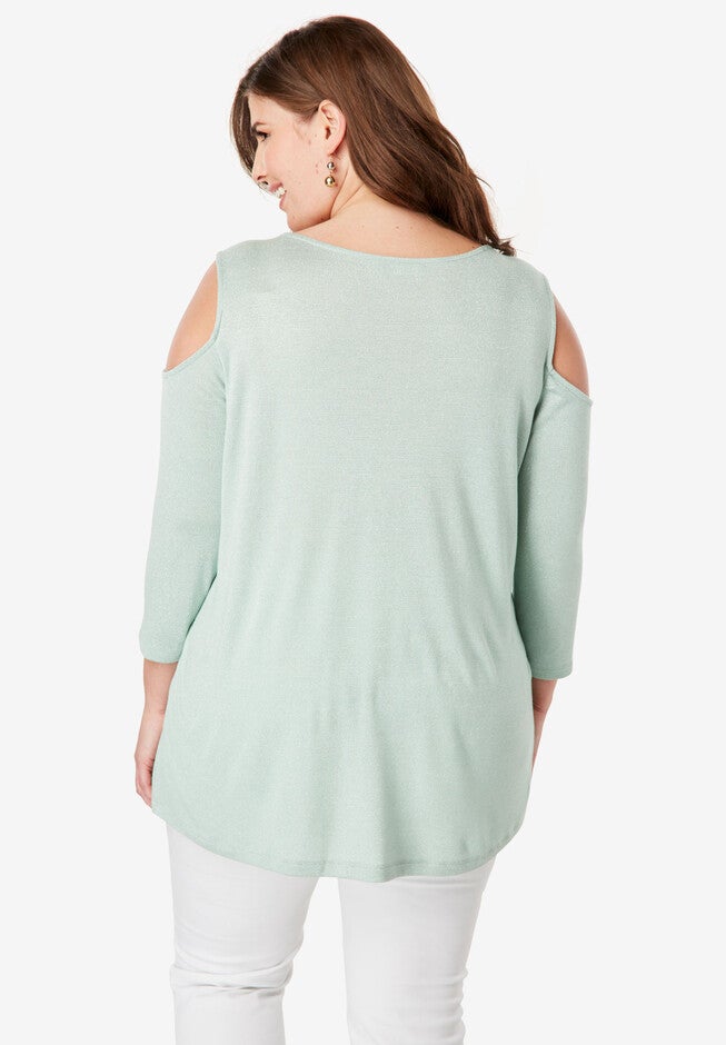Metallic Cold Shoulder Tunic, , on-hover image number null