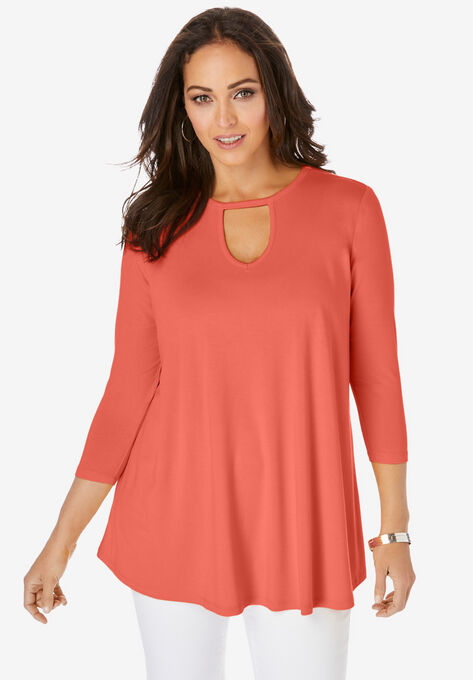 Keyhole Swing Tunic, DUSTY CORAL, hi-res image number null