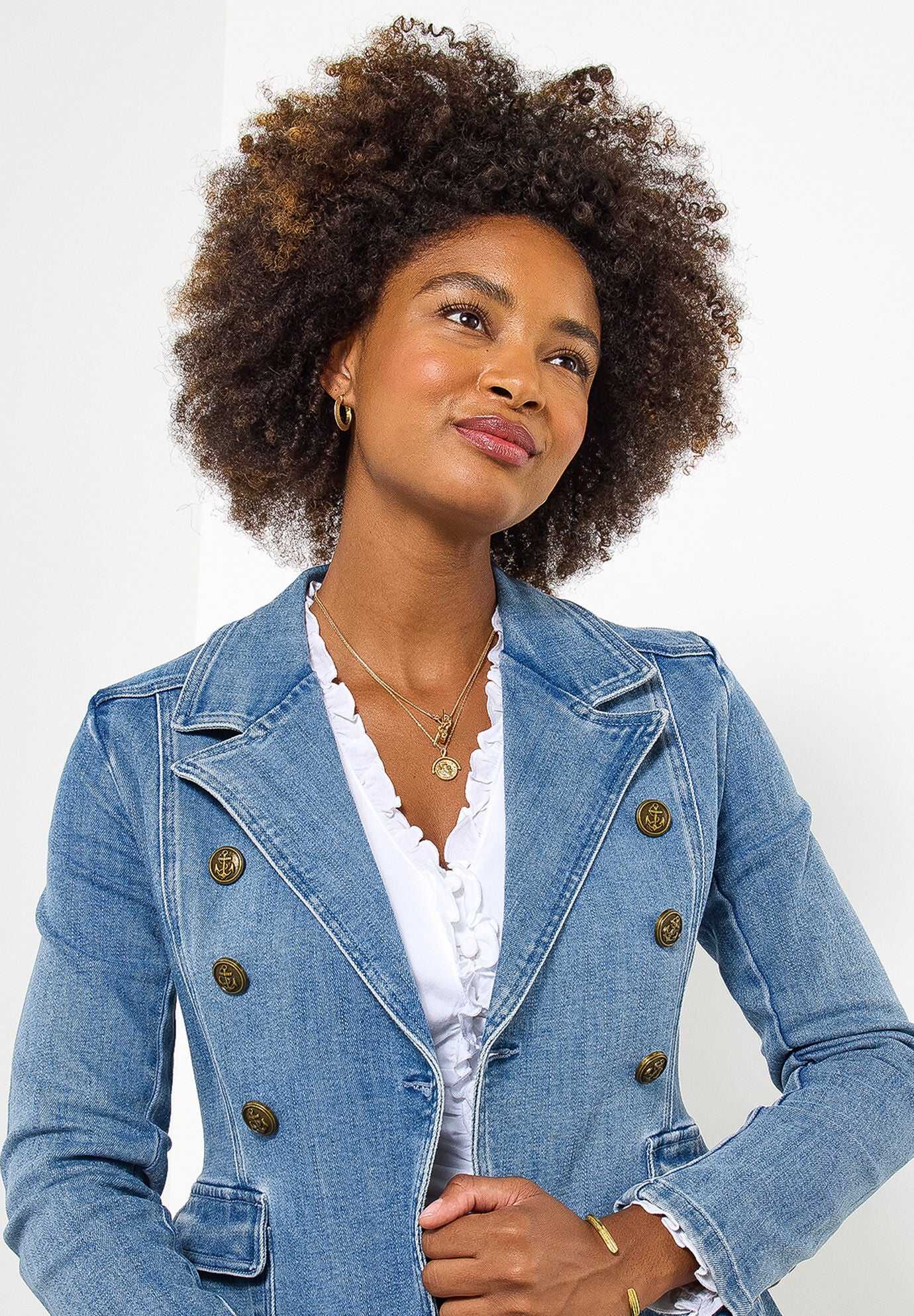 Double Breasted Denim Blazer