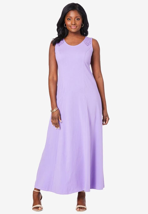Crochet-Detailed Dress, VINTAGE LAVENDER, hi-res image number null