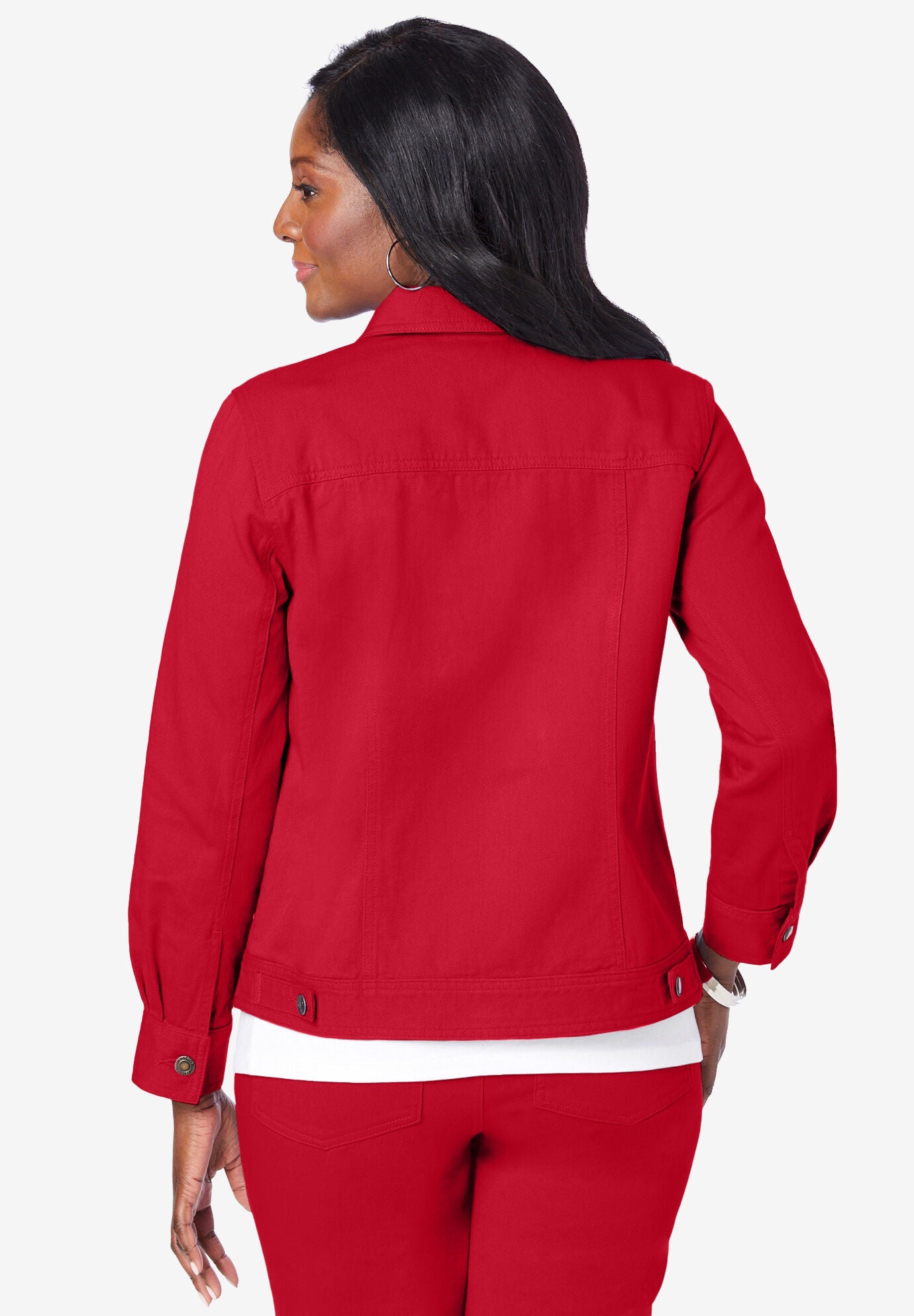 Ladies Classic Cotton Denim Jacket Classic Red Jessica London