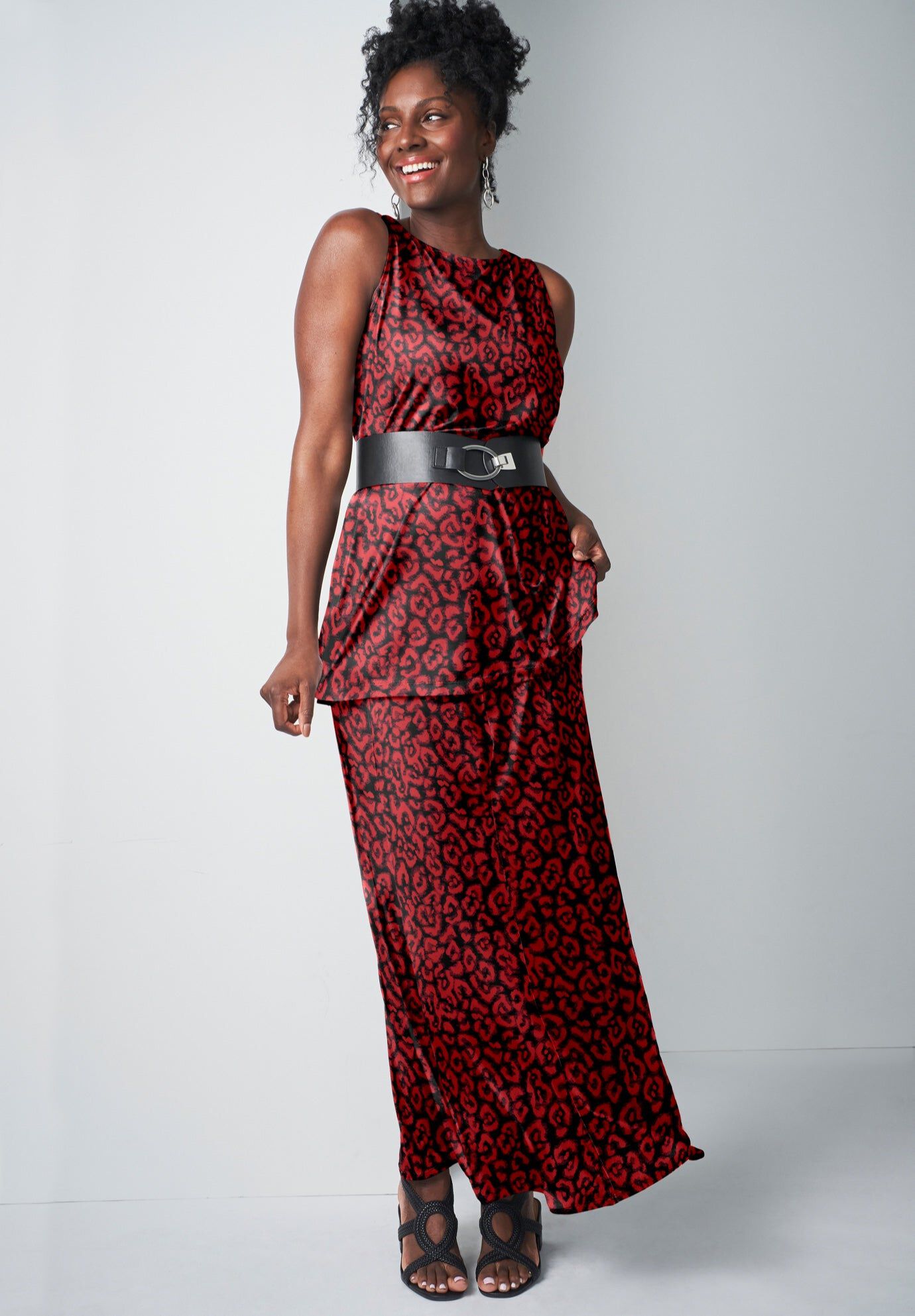 Ladies' Flowing Crinkled Maxi Skirt, Dark Olive Green | Jessica London