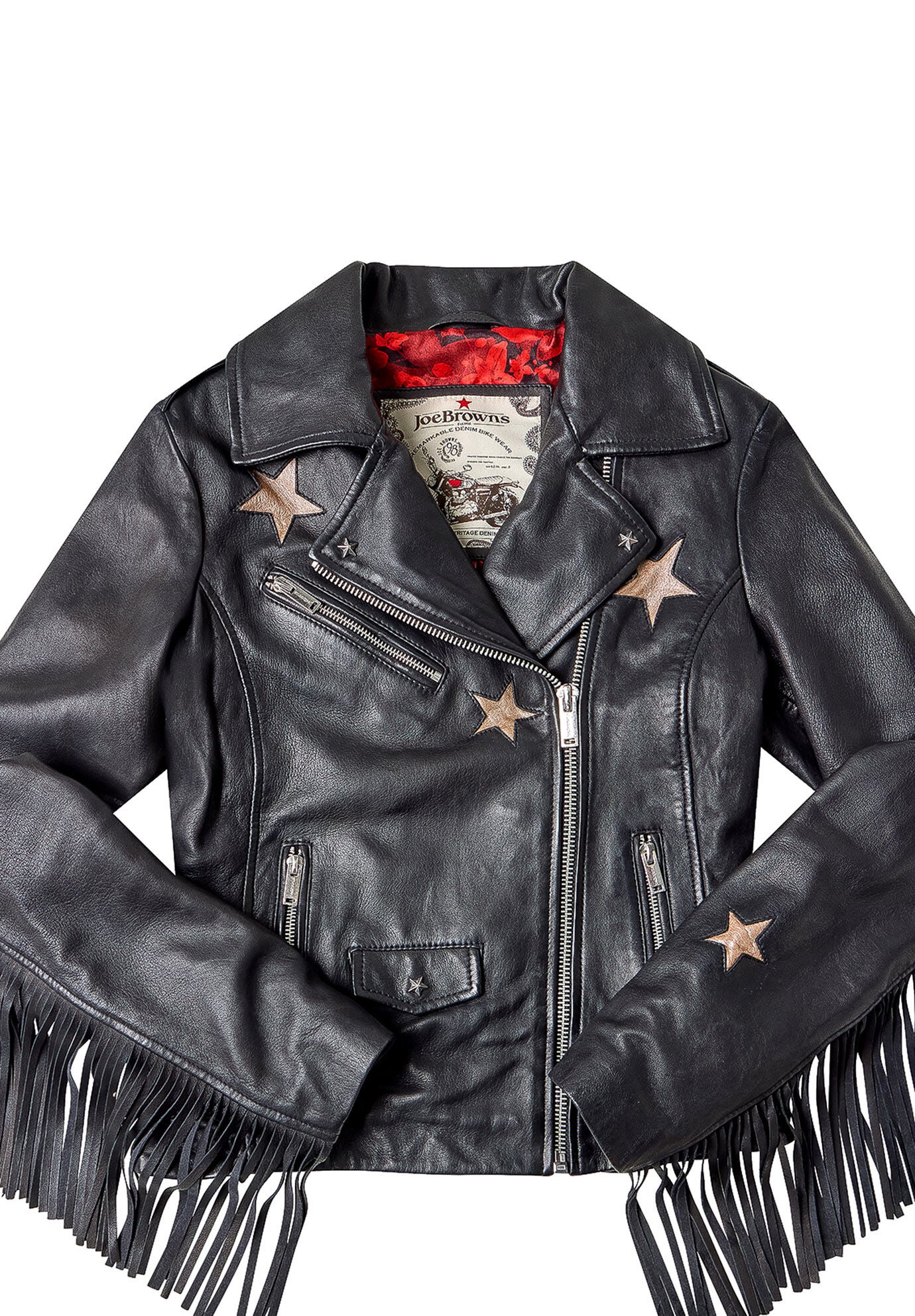 Fringe Moto Leather Jacket, METALLIC STARS, alternate image number 5